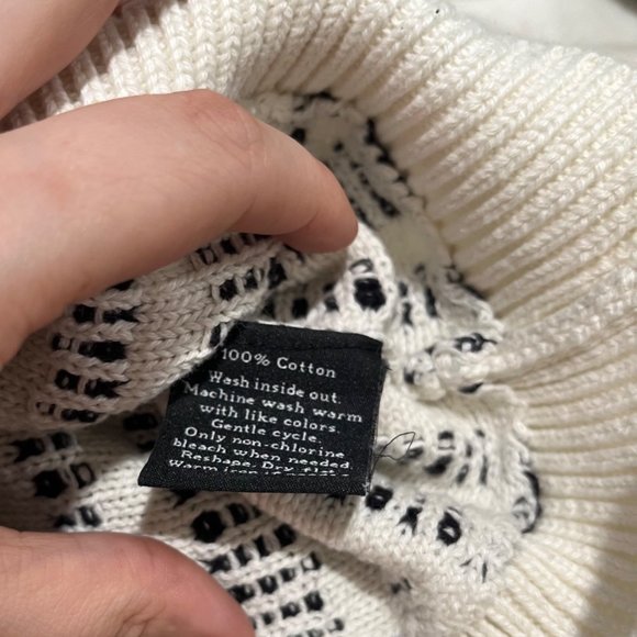 Rock Republic Small Chunky Knit Ivory Black Grunge Punk Striped Lace Up Sweater - Picture 5 of 6